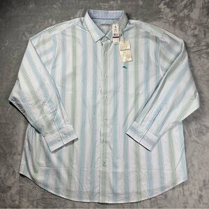 NWT Tommy Bahama Sarasota Stretch Seaview BT Striped Shirt Flip Cuff 2XLB Big